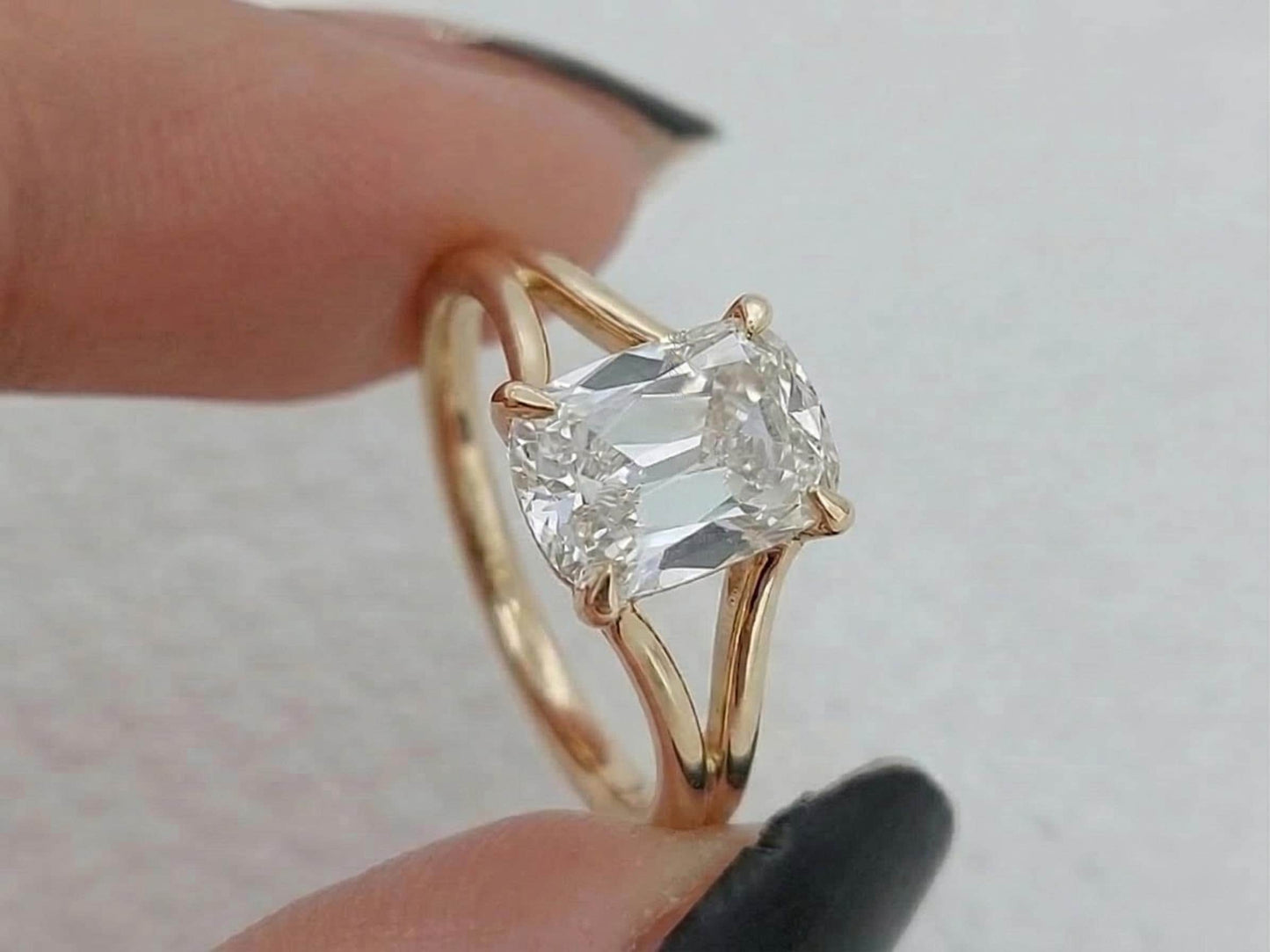 IGI Certified Old Mine Lab Diamond Hidden Halo Engagement Ring 1Ct Moissanite Brilliant Cut engagement ring in 935 Argentium Silver — custom handcrafted by Forever For Love