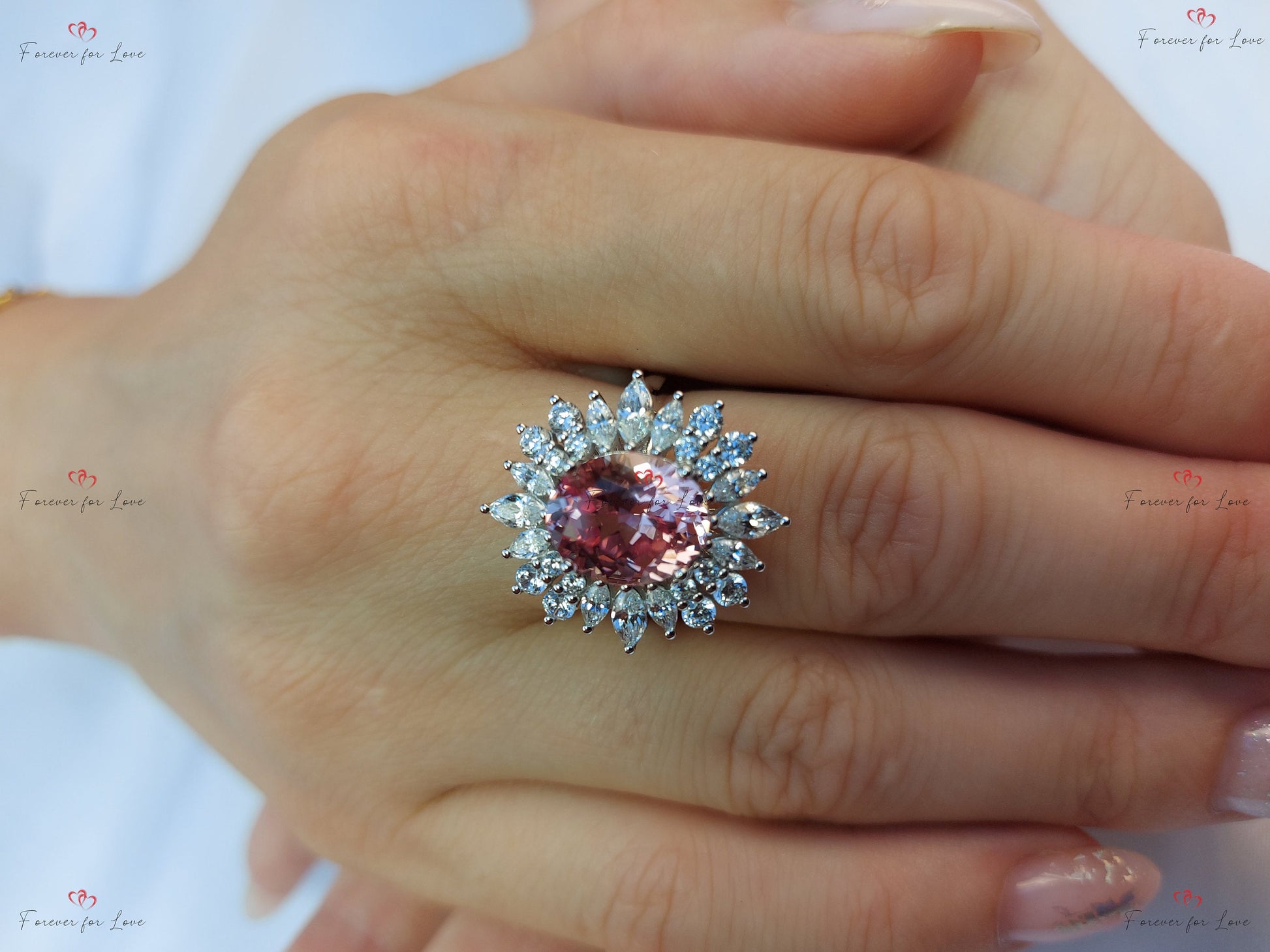 5 Ct Marquise Pink Sapphire Engagement Ring