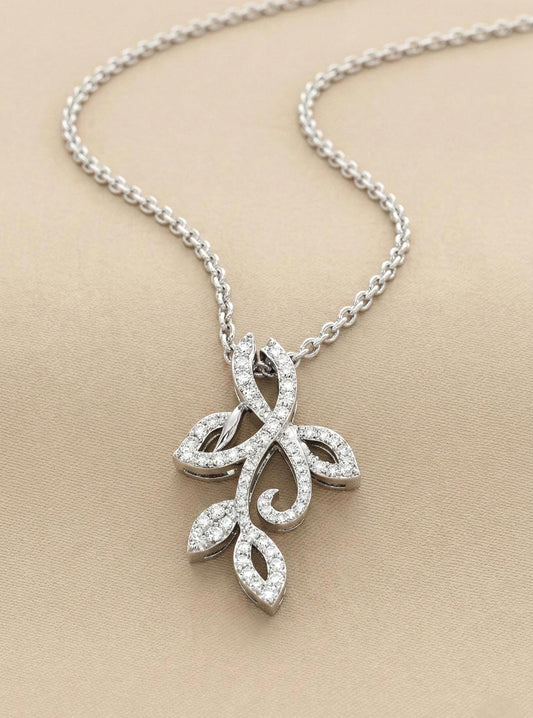 Round diamond Necklace, 14k White Gold, Dainty Minimalist Pendant, lab Diamond Womens Necklace, Unique design, Special Gift For Her.