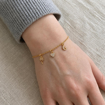 14K Gold Charm Bracelet, Diamond Bracelet, Diamond Charm, Solid Gold, Personalized Gift, Dainty bracelet, Perfect gift