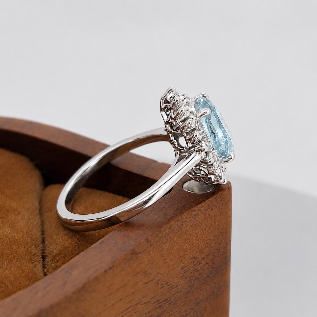 1.5 Ct Double Halo Pear Shape Cut Aquamarine Engagement Ring, Certified Pear cut, Natural Diamond ring, Aquamarine ring, Perfect gift