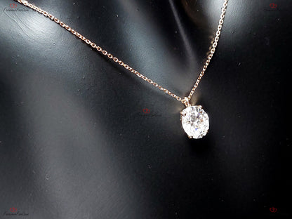 Collier ovale en moissanite, or rose 14 carats, pendentif minimaliste délicat en moissanite, collier alternatif en diamant pour femme, cadeau spécial pour elle.
