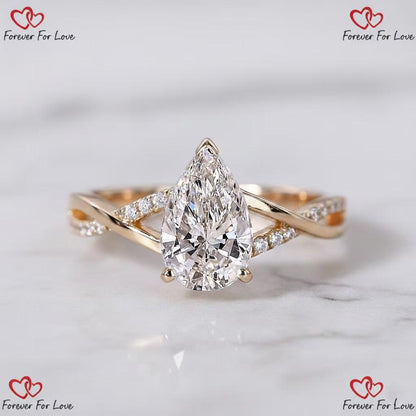 4.5 Ct IGI Certified Pear Lab Diamond Engagement Ring