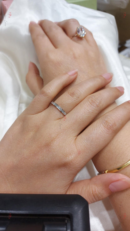 Princess Cut Diamond Half Eternity Ring 1.8mm 18k 14k natural Wedding Band Channel Setting. Yellow Rose White Gold Platinum certified.
