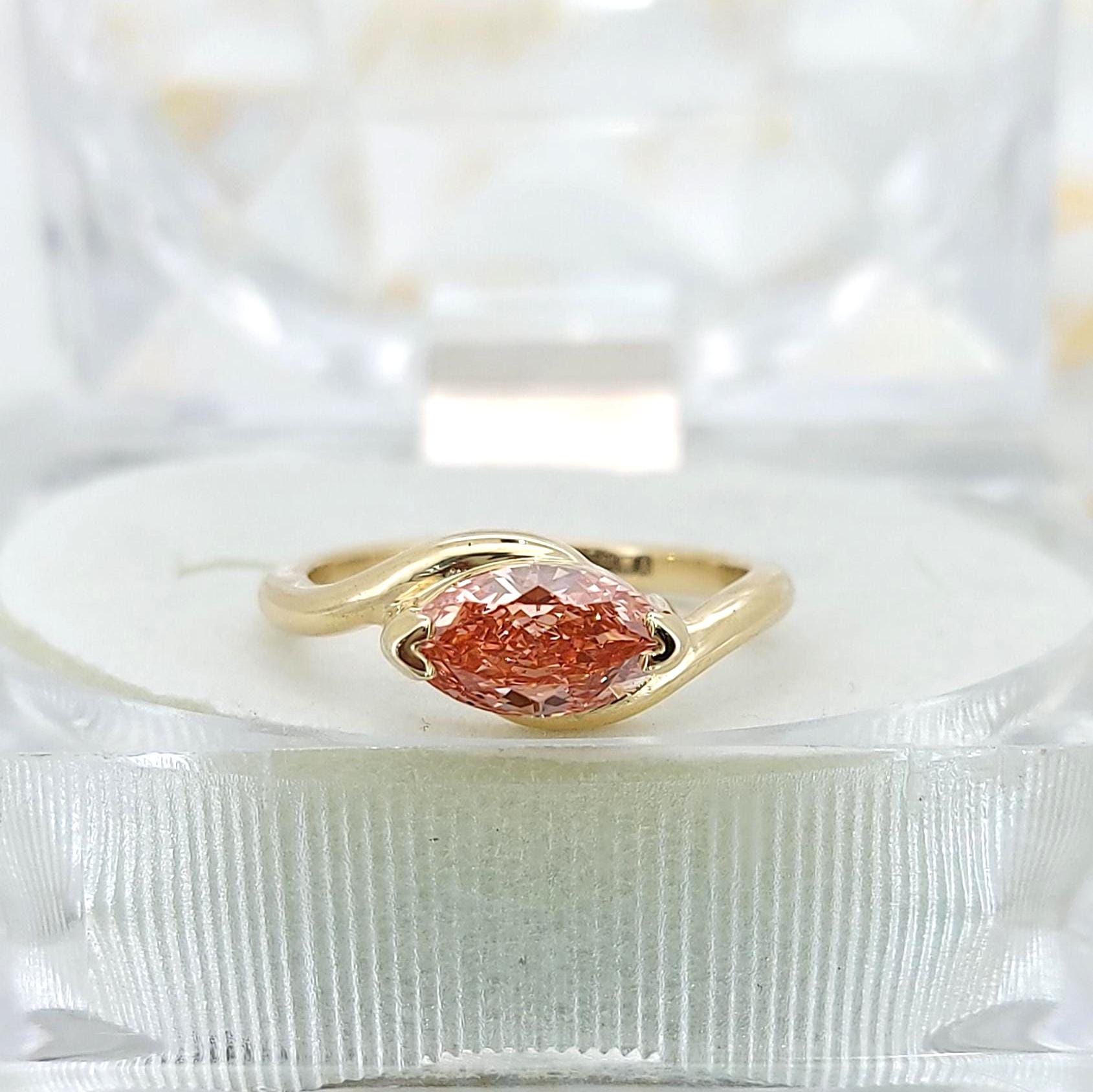 IGI Certified Marquise Lab Diamond Engagement Ring