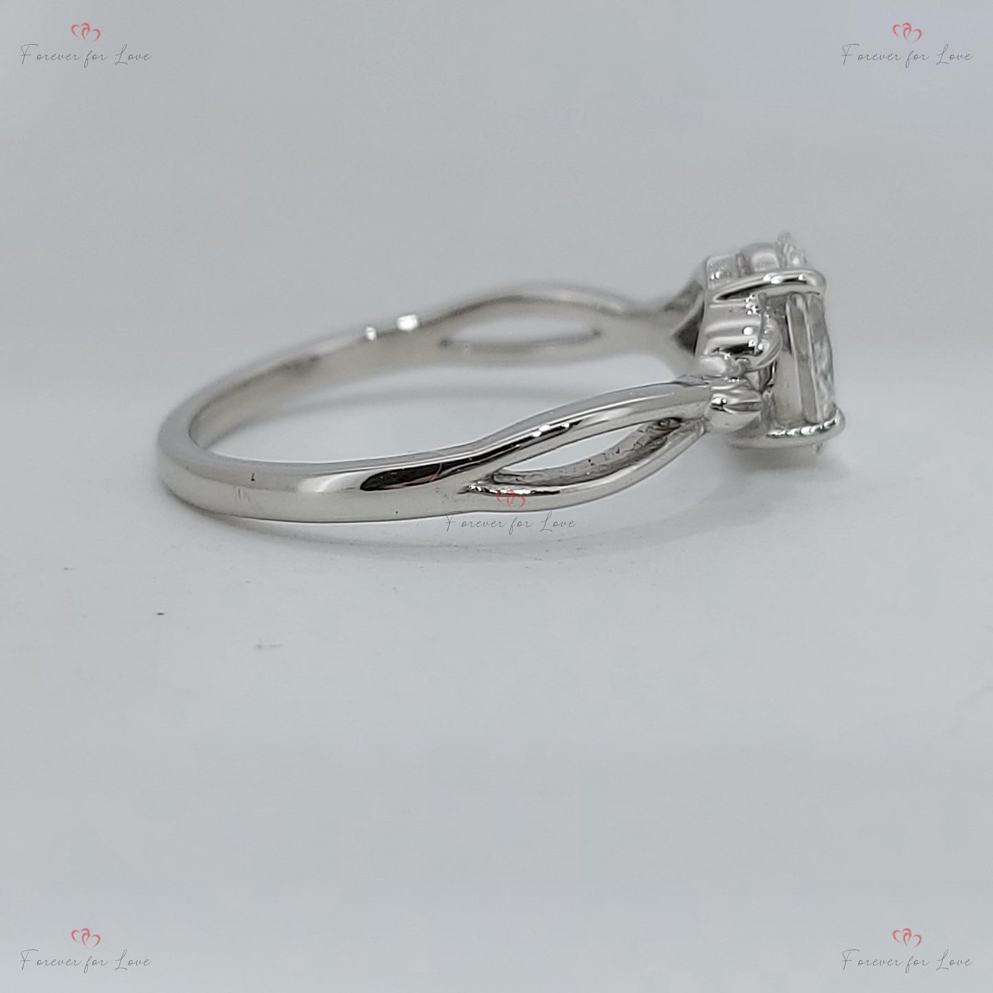 1 Ct IGI Certified Oval Diamond Engagement Ring Oval cut 1Ct Moissanite Brilliant Cut engagement ring in 935 Argentium Silver — custom handcrafted by Forever For Love