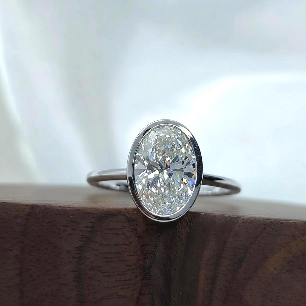 1.59 Ct IGI Certified Oval Lab Diamond Solitaire Engagement Ring Oval cut 1Ct Moissanite Brilliant Cut engagement ring in 935 Argentium Silver — custom handcrafted by Forever For Love