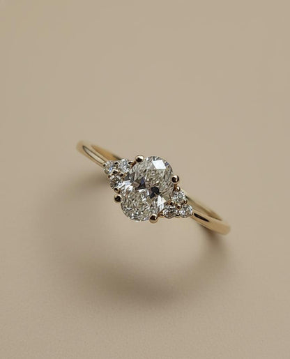 GIA Certified Oval Natural Diamond Three Stone Engagement Ring