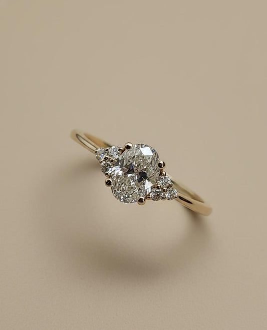 GIA Certified Oval Natural Diamond Three Stone Engagement Ring