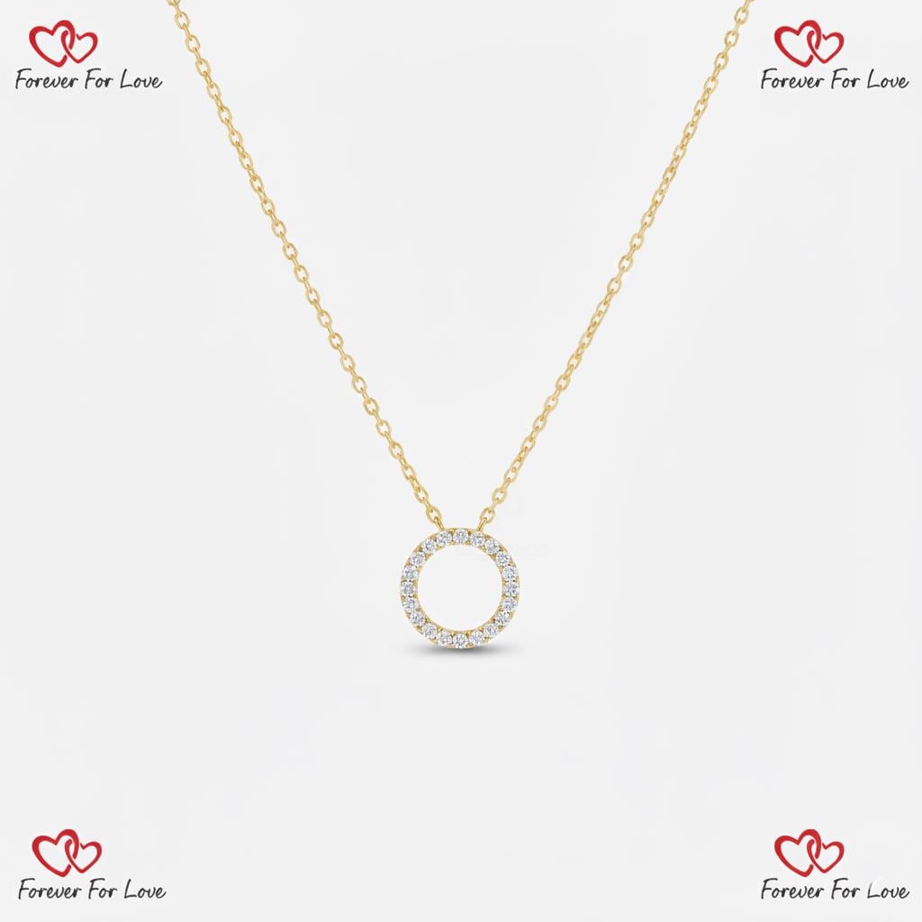 Rundes Laborgezüchtetes Diamant-Collier für Damen, Kreis-Anhänger, Anhänger für Frauen, Geschenk für sie, Jubiläumsgeschenke, Gelbgold-Anhänger für sie Moissanite engagement ring in Gold or Platinum — custom handcrafted by Forever For Love