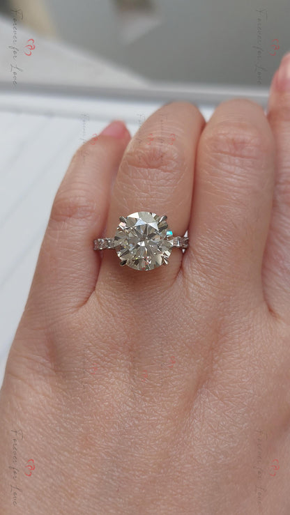 6 Ct Round Lab Diamond Solitaire Engagement Ring