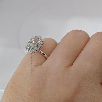 3 Ct Oval Lab Diamond Solitaire Engagement Ring