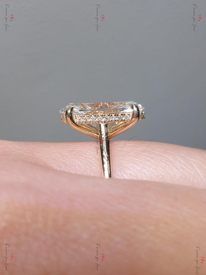 9.5 Ct Oval Diamond Hidden Halo Engagement Ring