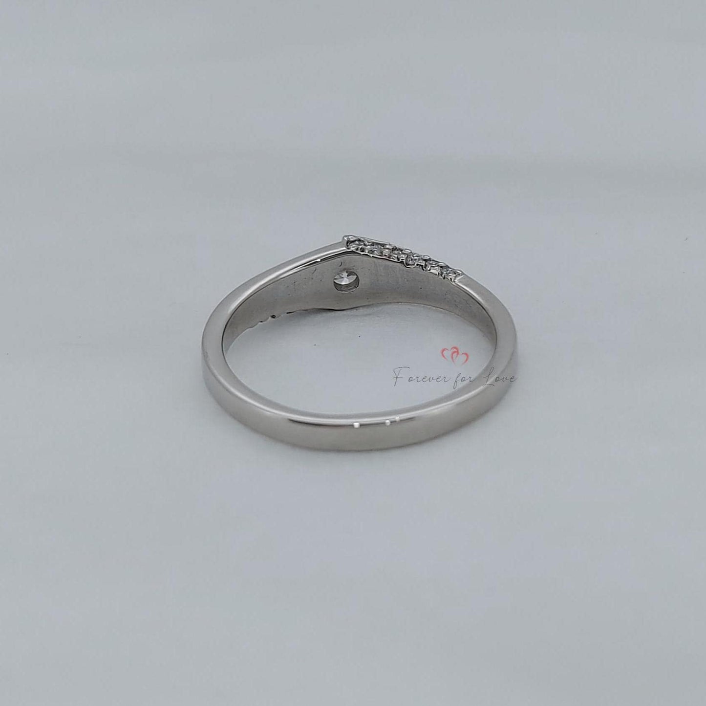 Natural Diamond Wedding Band Round cut Moissanite Brilliant Cut engagement ring in 935 Argentium Silver — custom handcrafted by Forever For Love