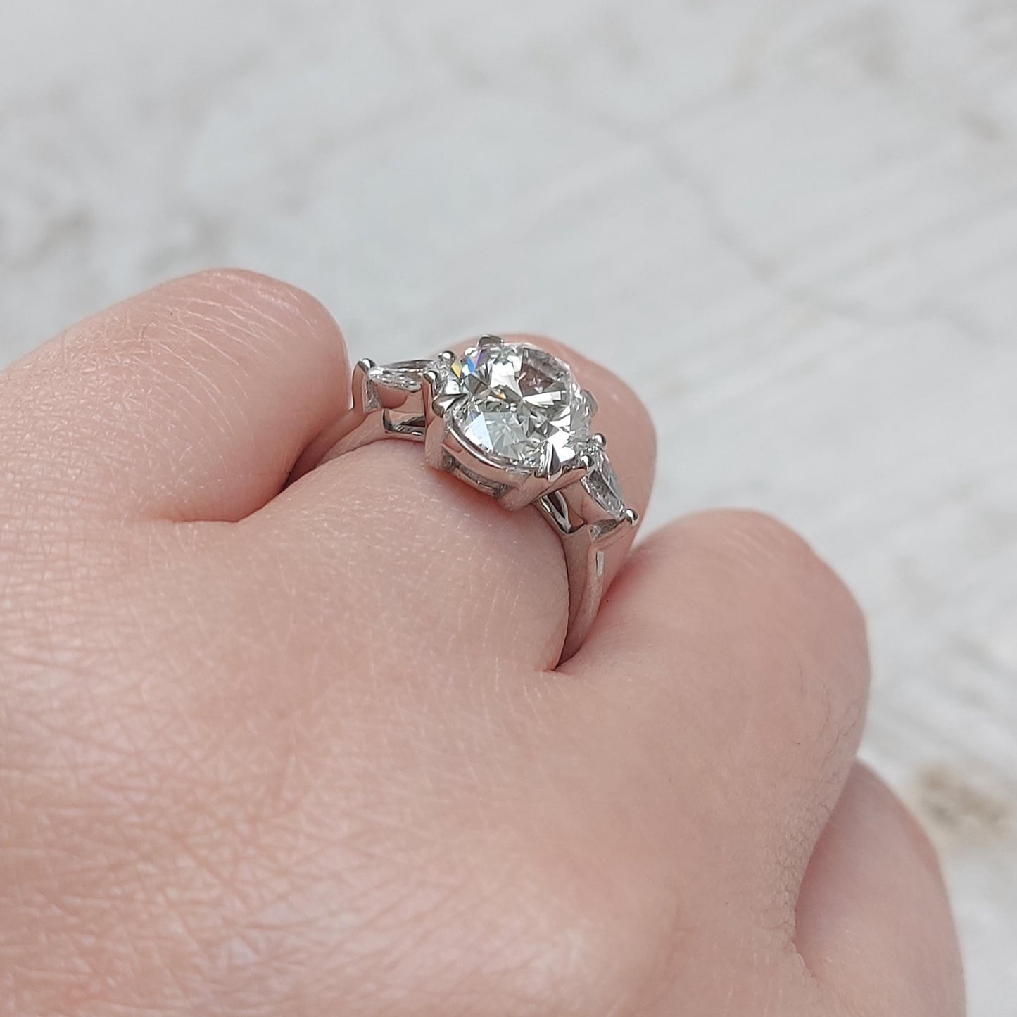 4 Ct IGI Certified Oval Lab Diamond Hidden Halo Ring Oval cut 1Ct Moissanite Brilliant Cut engagement ring in 935 Argentium Silver — custom handcrafted by Forever For Love