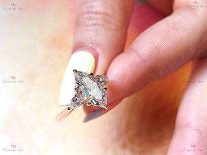 2 Ct IGI Certified Marquise Lab Diamond Engagement Ring