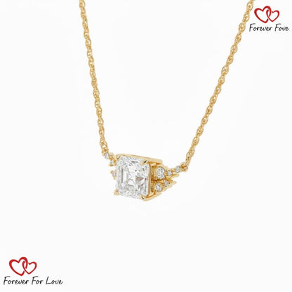 2 Karat E/VVS2 IGI-zertifizierter Asscher-Schliff Diamant Solitaire-Anhänger mit Kette. 14k Gelbgold, im Labor gezüchteter Diamant, perfektes Geschenk