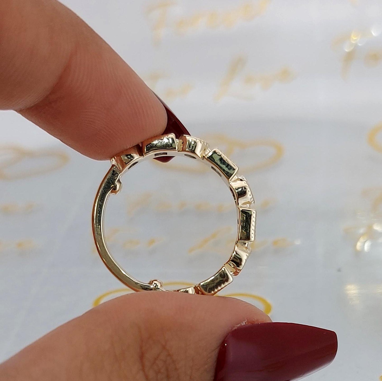 Round Lab Diamond Half Eternity Band Round cut Moissanite Brilliant Cut engagement ring in 935 Argentium Silver — custom handcrafted by Forever For Love