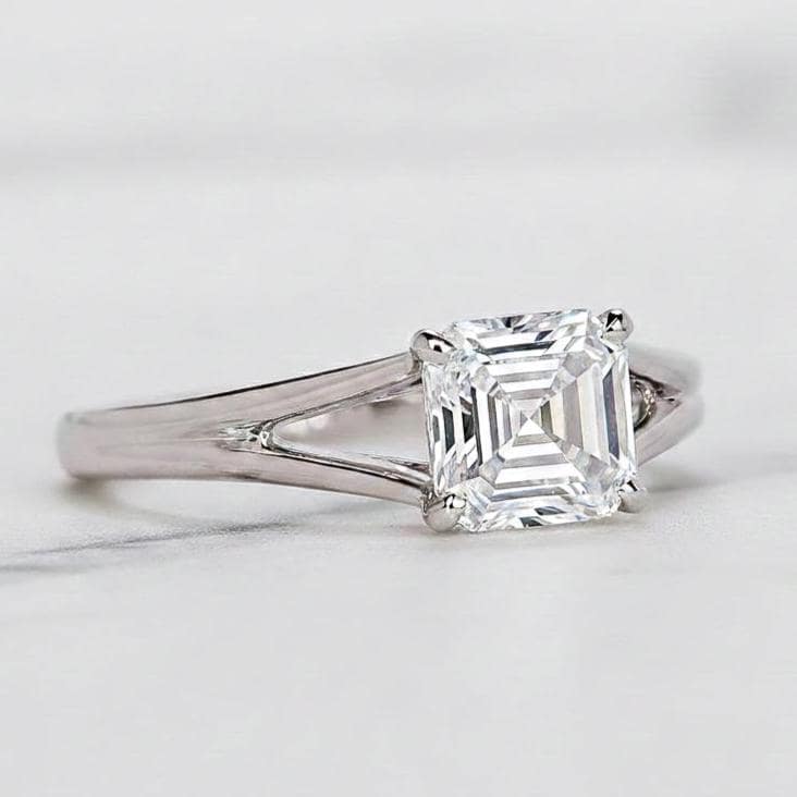 2 Ct IGI Certified Asscher Lab Diamond Solitaire Engagement Ring