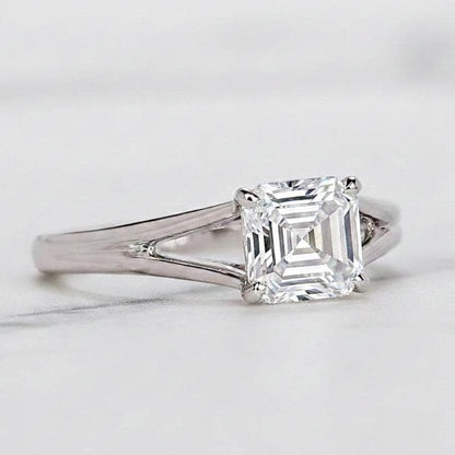 2 Ct IGI Certified Asscher Lab Diamond Solitaire Engagement Ring