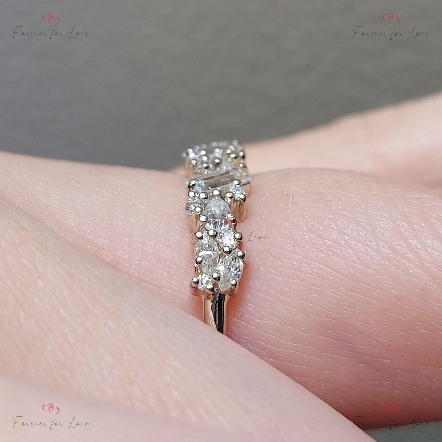 Marquise Diamant Stapelring Marquise cut Moissanite engagement ring in 935 Argentium Silber — custom handcrafted by Forever For Love