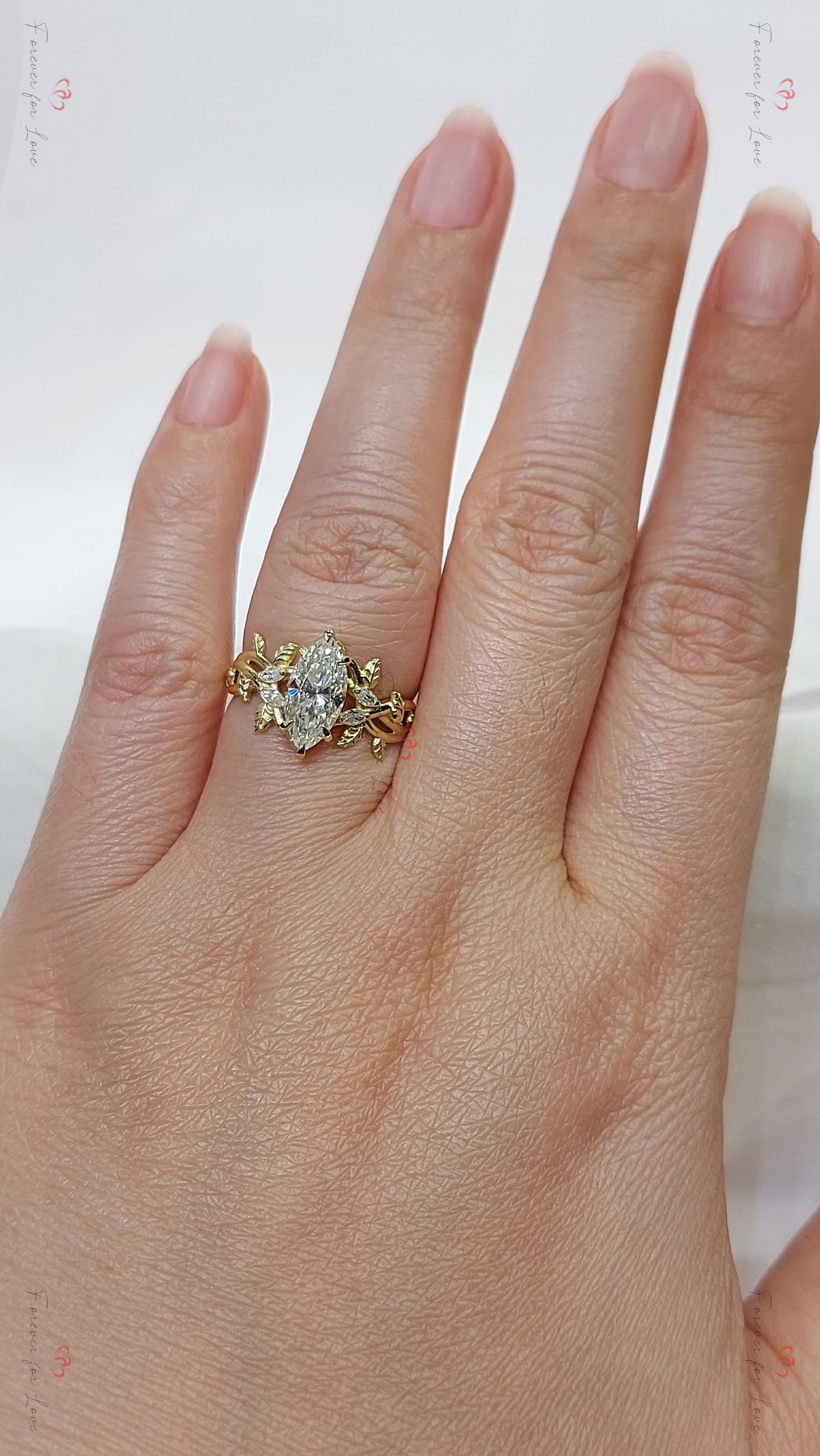 1.0 Ct IGI Certified Marquise Lab Diamond Engagement Ring