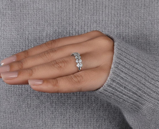 Oval Lab Grown Diamond Anniversary Band, Seven Stone Band for Her, CVD Diamond Wedding Half Eternity Band, Oval Matching Band for Gift