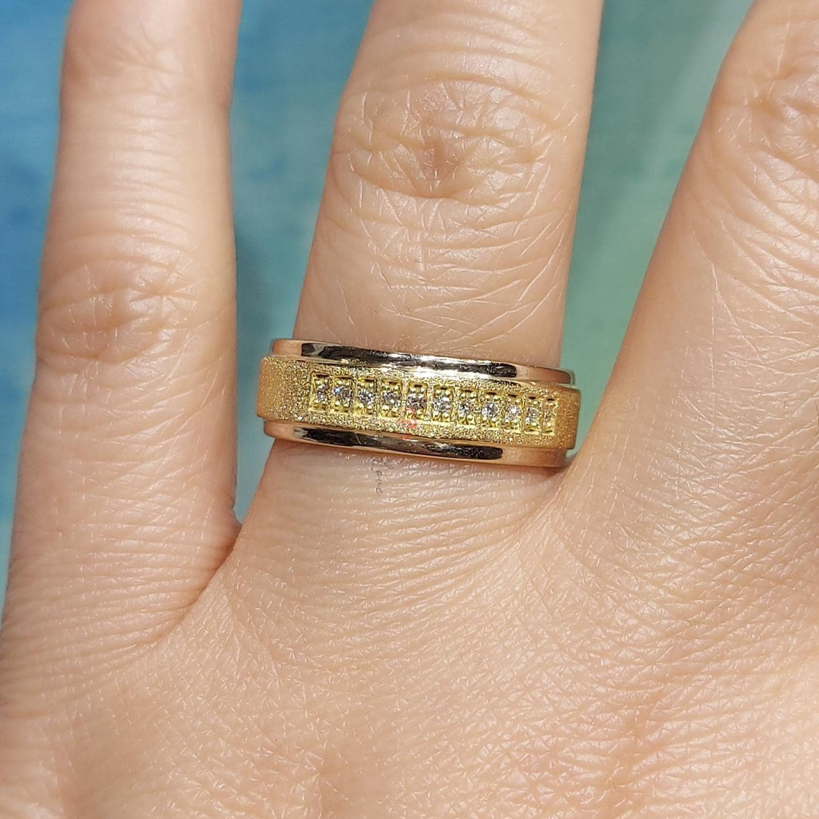 Man wedding band, chunky man band, his and her bands, diamond band, wedding band. 6mm wide solid gold band.