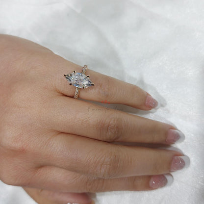 2 Ct Marquise Diamond, Moissanite Engagement Ring