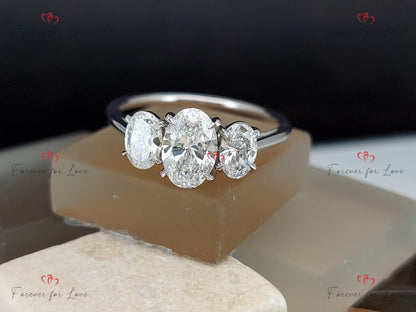 2 Ct Oval Diamond Three Stone Engagement Ring