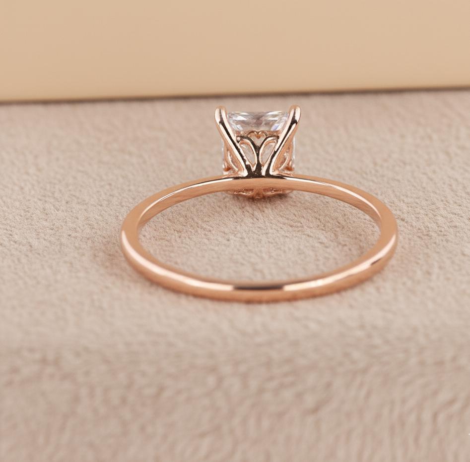 2 Ct Princess Lab Diamond Engagement Ring Princess cut 1Ct Moissanite Brilliant Cut engagement ring in 935 Argentium Silver — custom handcrafted by Forever For Love