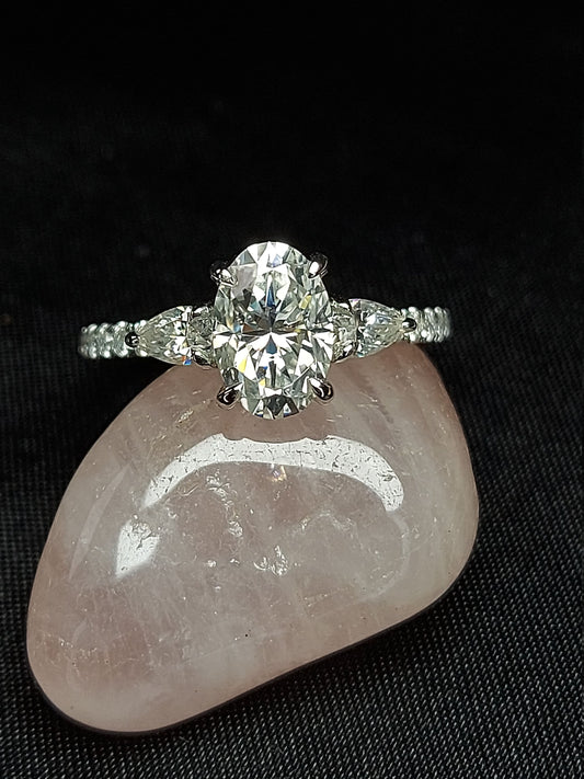 1.5 Ct Oval Diamond, Moissanite Engagement Ring