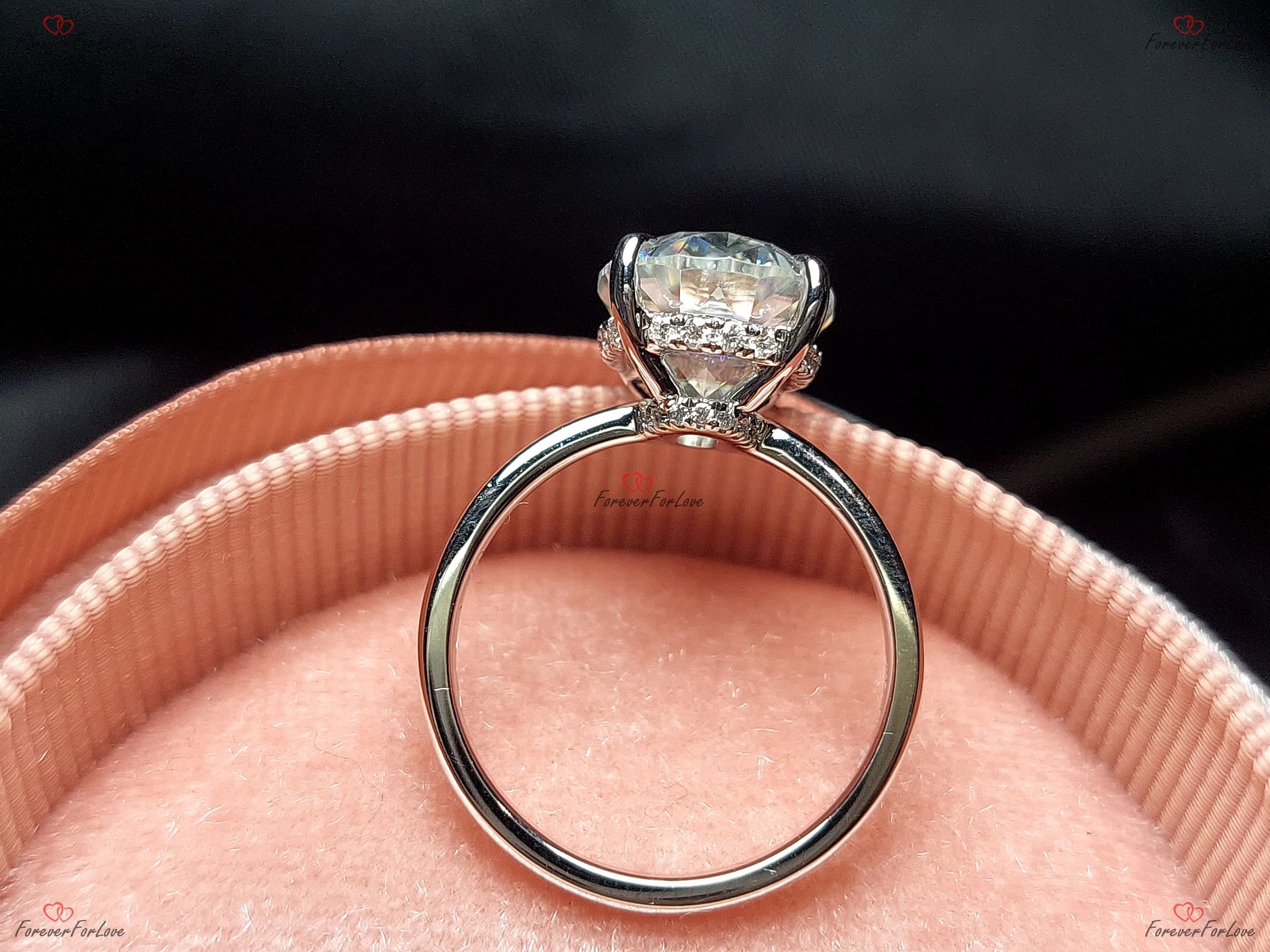 4.5 Ct Oval Diamond, Moissanite Hidden Halo Engagement Ring