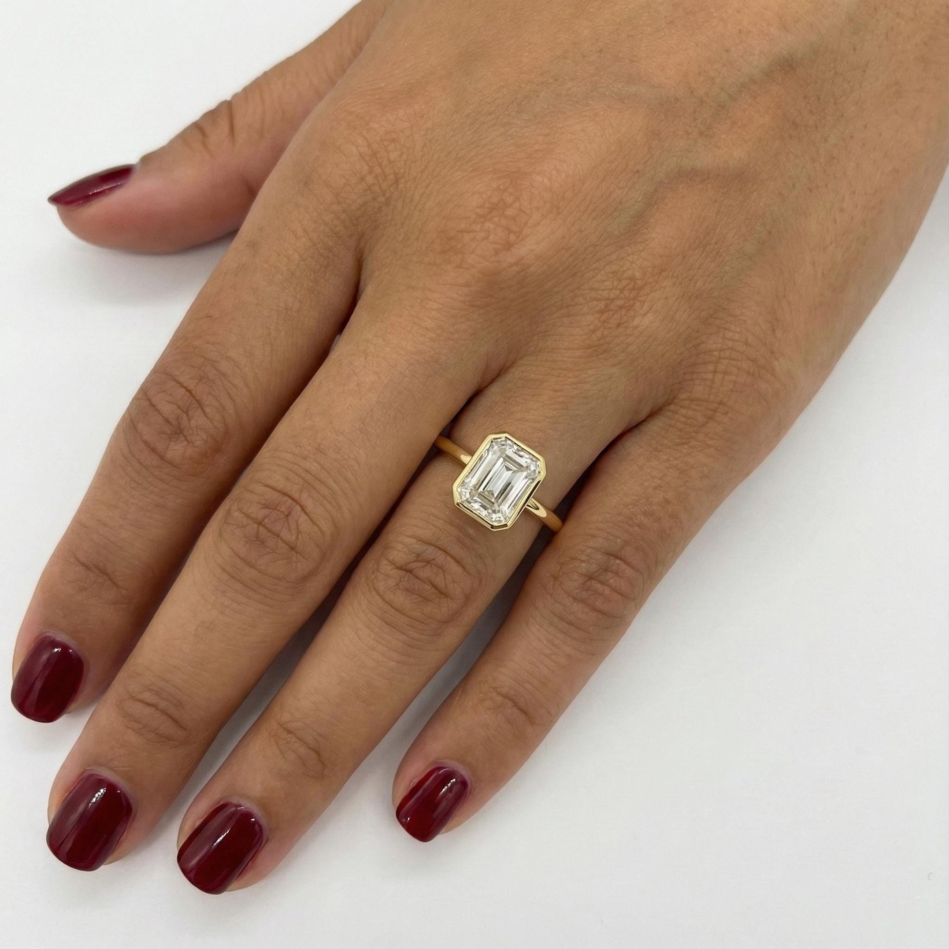 3 Ct Emerald Lab Diamond, Emerald Solitaire Engagement Ring