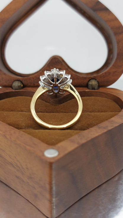 8 Ct Oval Blue Natural Diamond, Sapphire Engagement Ring