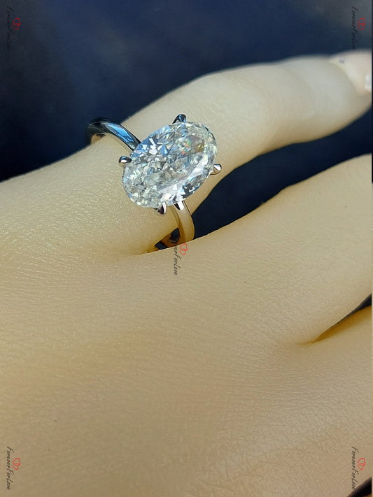 3.5 Ct Oval Moissanite Hidden Halo Engagement Ring