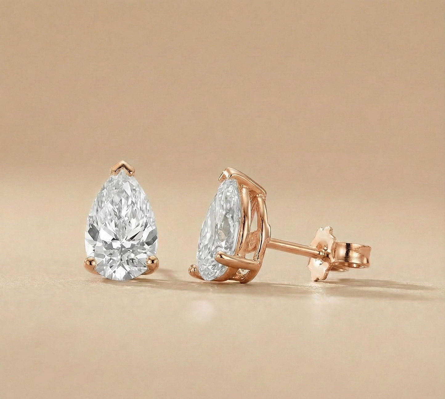 2 Carat Total IGI CERTIFIED D/VVS2 Pear Cut Lab Grown Diamond Stud Earrings, 14k White Gold Pushback Posts, Perfect Gift for Her Moissanite engagement ring in Gold or Platinum — custom handcrafted by Forever For Love