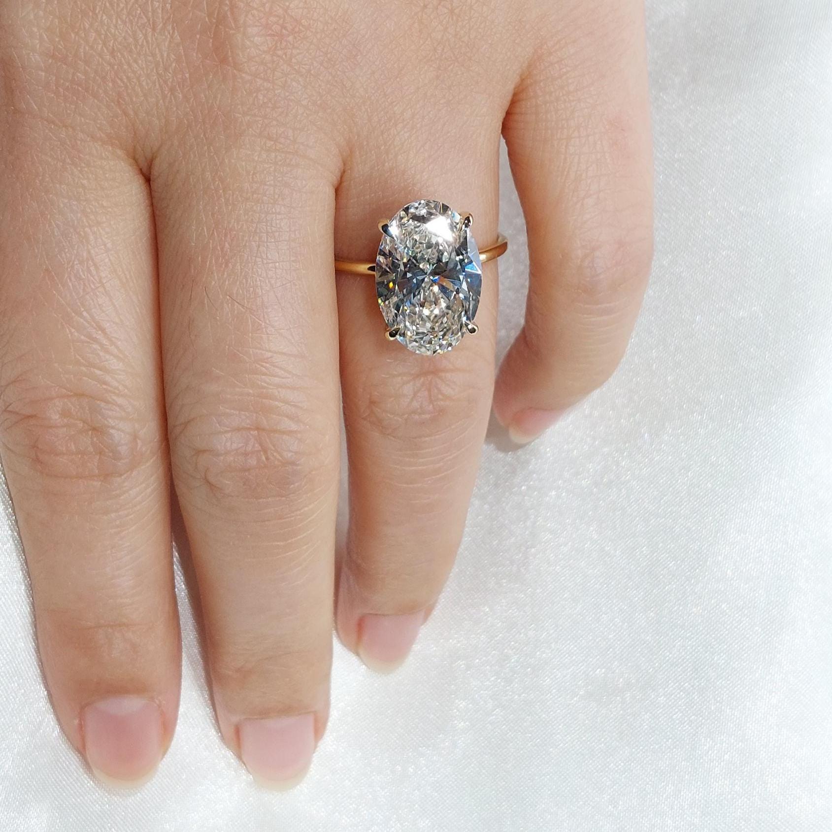 7 Ct Oval Lab Diamond Solitaire Engagement Ring