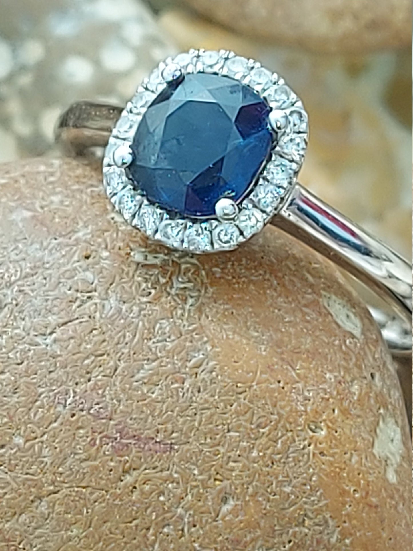 1.2 Ct Blue Diamond, Sapphire Engagement Ring 1Ct Natural Sapphire engagement ring in 935 Argentium Silver — custom handcrafted by Forever For Love