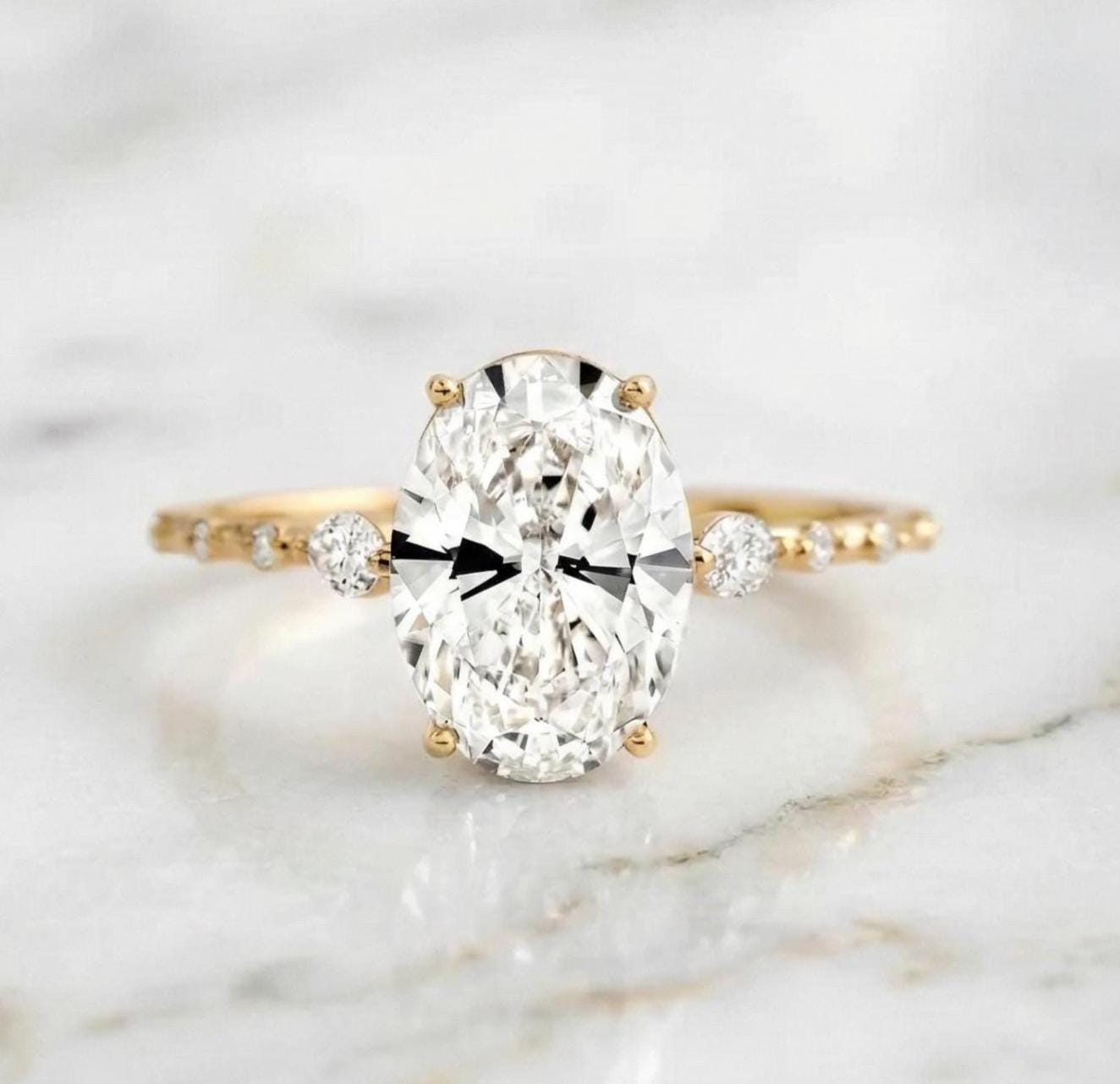 3.5 Ct IGI Certified Oval Lab Diamond Engagement Ring