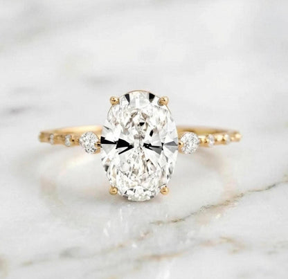 3.5 Ct IGI Certified Oval Lab Diamond Engagement Ring