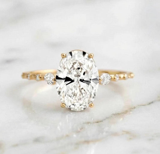 3.5 Ct IGI Certified Oval Lab Diamond Engagement Ring