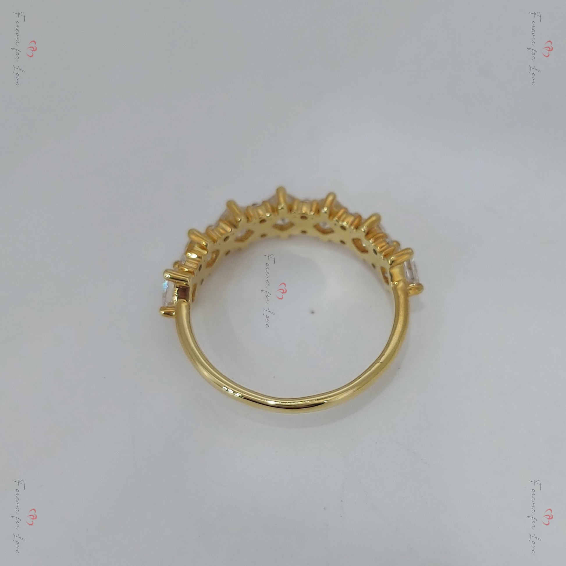 Princess Cut Diamond Half Eternity Ring 3mm 18k 14k natural Wedding Band Pave Setting. Yellow Rose White Gold Platinum certified.