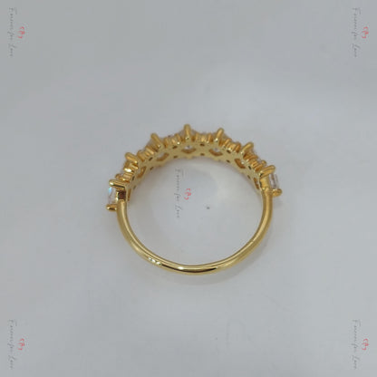 Princess Cut Diamond Half Eternity Ring 3mm 18k 14k natural Wedding Band Pave Setting. Yellow Rose White Gold Platinum certified.