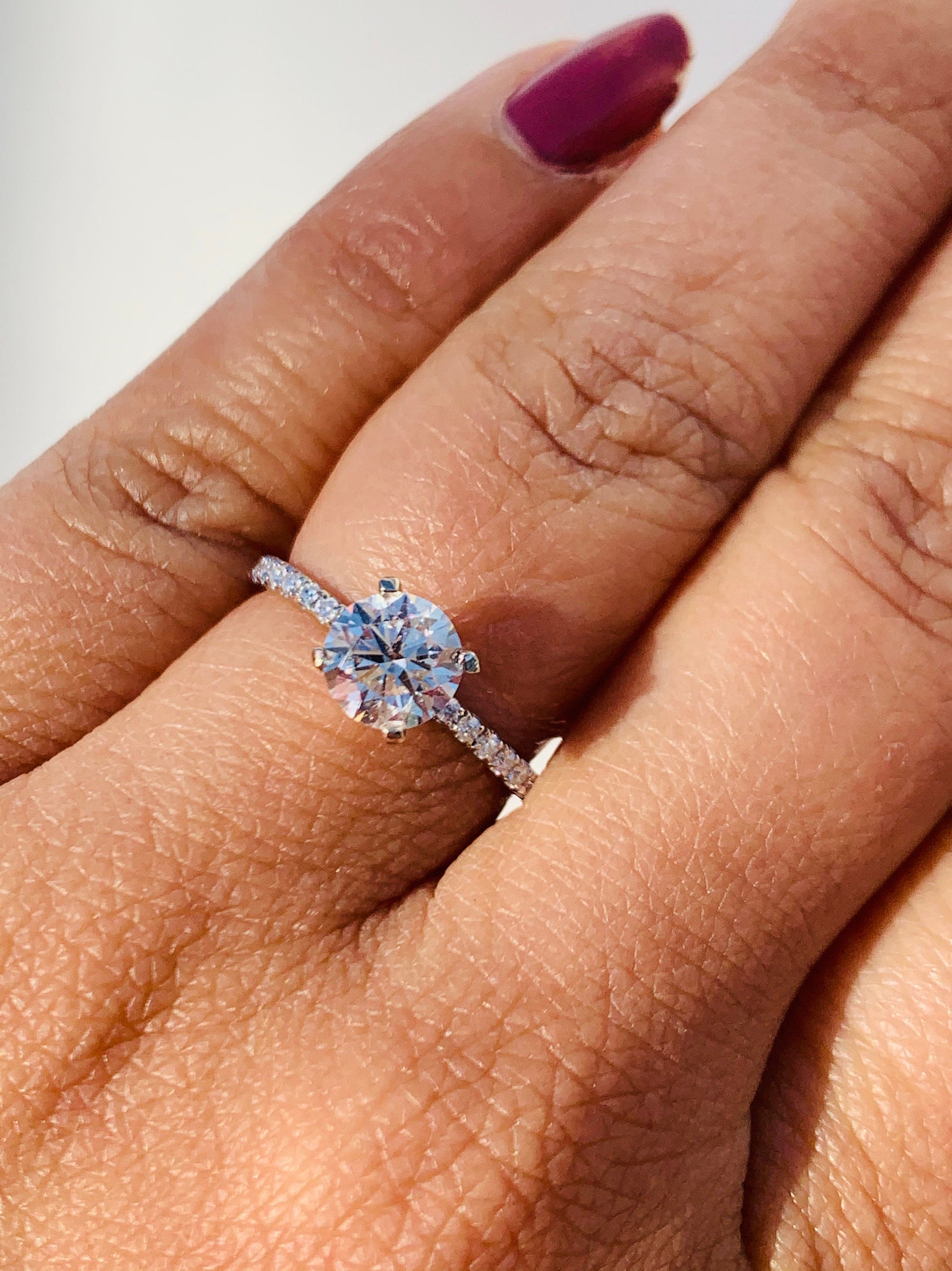 1.26 Ct Round Natural Diamond Hidden Halo Engagement Ring