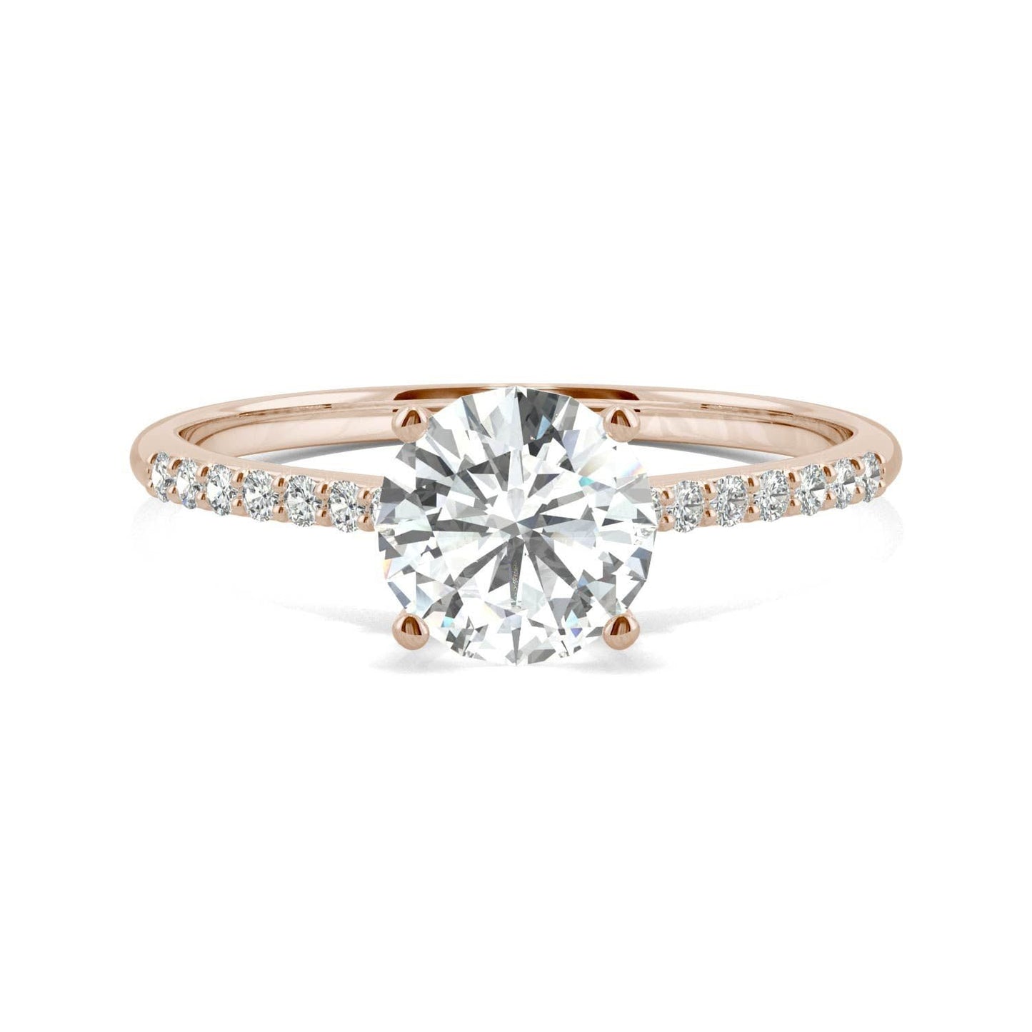 1,2 Karat runder Moissanit-Verlobungsring mit verstecktem Heiligenschein Round cut Moissanite engagement ring in 935 Argentium Silber — custom handcrafted by Forever For Love