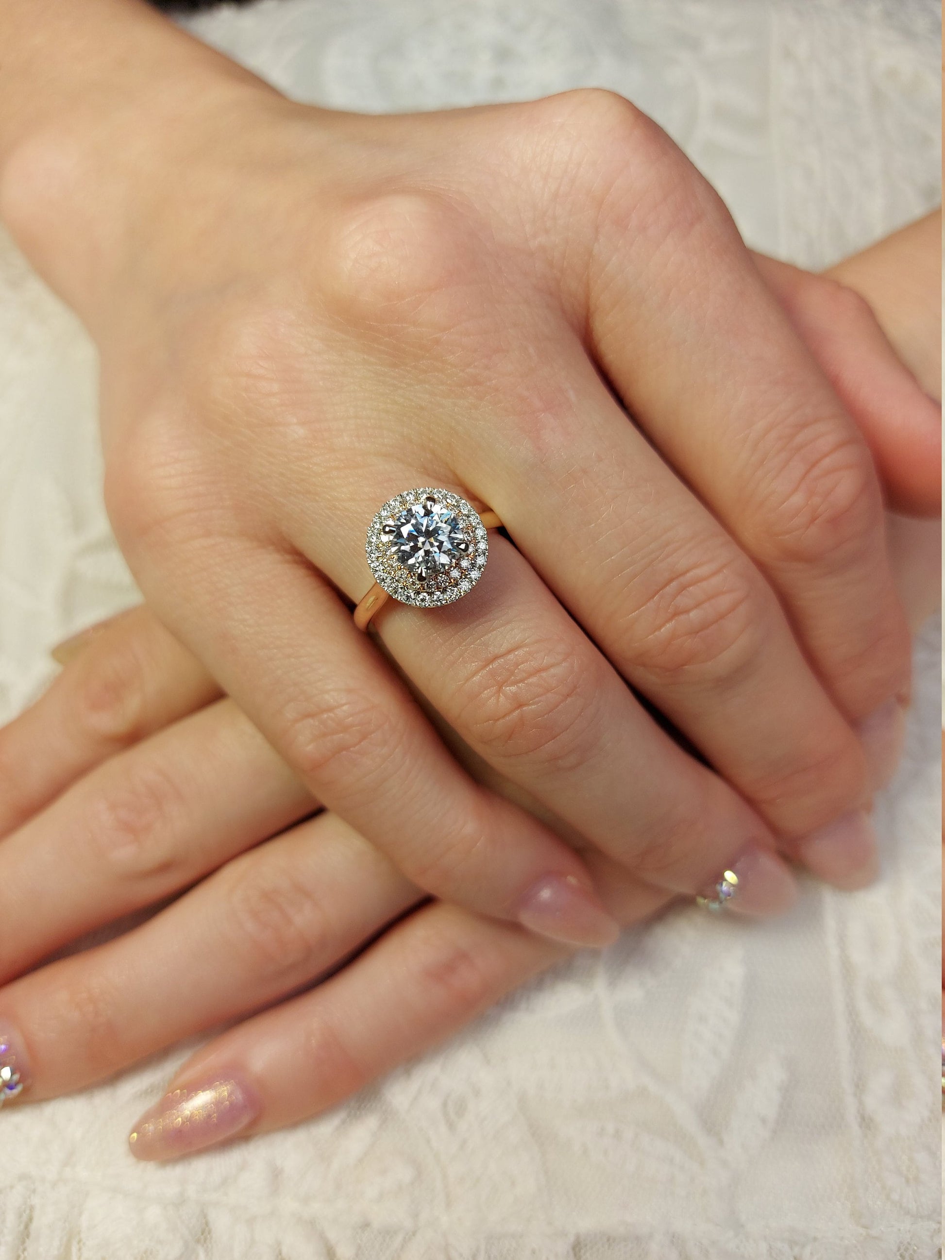 Round Moissanite Halo Engagement Ring