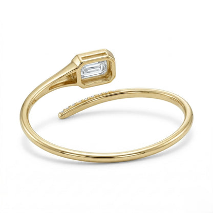 Armreif mit Diamanten im Smaragdschliff, 2,2 Karat E/VVS2 Laborgezüchteter Diamant, 14K Gelbgoldarmband, umweltfreundlicher Diamant, Jubiläumsgeschenk