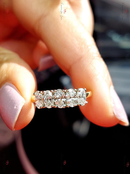 Oval Lab Diamond Half Eternity Band