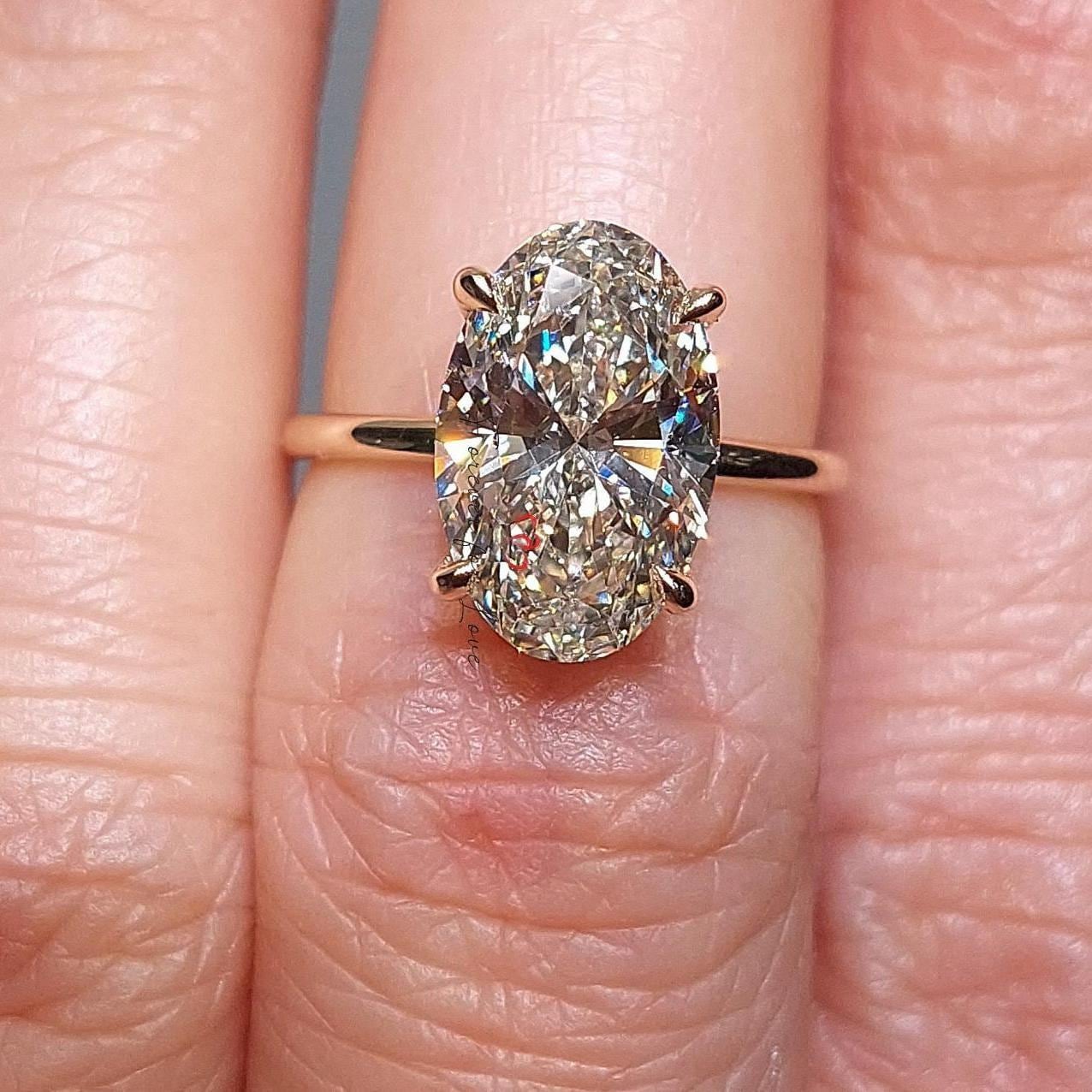 5 Ct IGI Certified Oval Lab Diamond Solitaire Engagement Ring Oval cut 1Ct Moissanite Brilliant Cut engagement ring in 935 Argentium Silver — custom handcrafted by Forever For Love